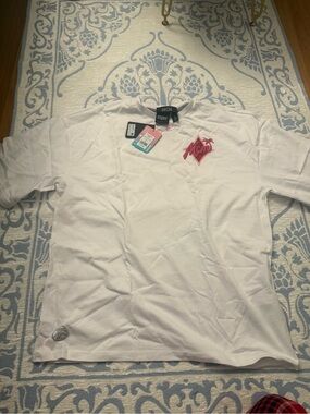 MCM x Snipes White Short-Sleeve Tee with Pink Palm Logo